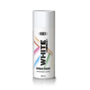 Аерозольний баллон DOMEX WHITE LINE біла глянсова RAL 9010 400 мл