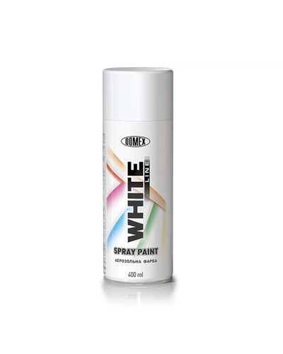 Аерозольний баллон DOMEX WHITE LINE біла глянсова RAL 9010 400 мл