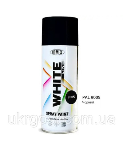 Аерозольний баллон DOMEX WHITE LINE чорна глянсова RAL 9005 400 мл