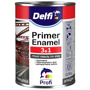 ГГрунт-емаль по іржі 3 в 1 Delfi, біла, 0,9 кг