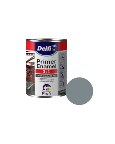Грунт-емаль по іржі 3 в 1 Delfi , сіра 0,9 кг