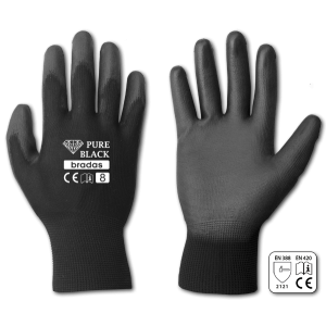 Перчатки защитные Bradas PURE BLACK, полиуретан, размер 10