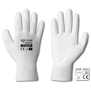 Перчатки защитные Bradas PURE WHITE, полиуретан, размер 10