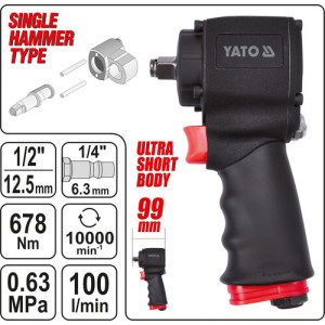 Гайковерт пневматичний ударний YATO 1/2" 678 Нм YT-09512