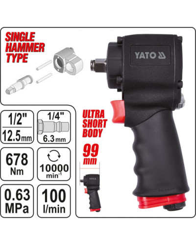 Гайковерт пневматический ударный YATO 1/2" 678 Нм YT-09512