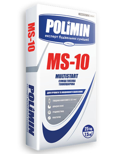 Гіпсова стартова штукатурка Polimin MS-10, 25кг