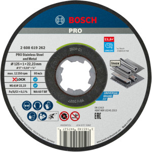 Коло відрізне Bosch X-Lock PRO Stainless Steel and Metal 125×1×22.23 мм