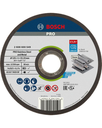 Відрізний круг Bosch PRO for INOX 125×1 мм 