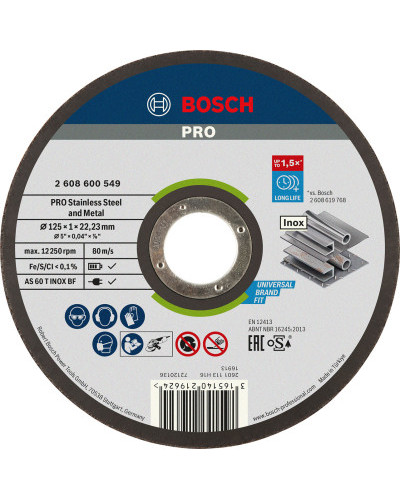 Відрізний круг Bosch pro for inox 125*1мм