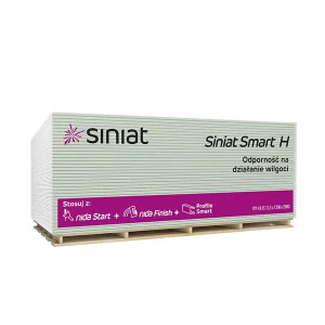 Гіпсокартон вологостійкий SINIAT SMART H 12,5X1200X2500 