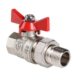 Кран кульовий ASG+ 1/2 ЗВ з накидною гайкою прямий метелик 