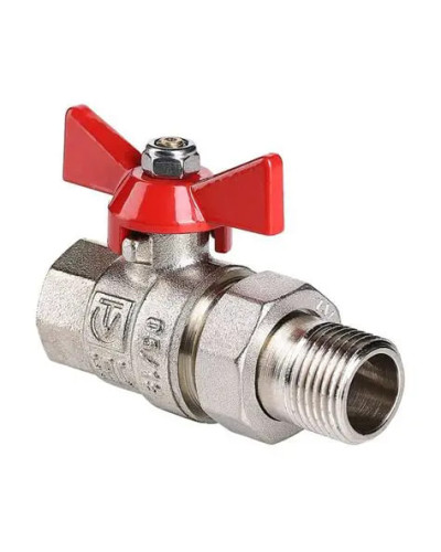 Кран шаровой ASG+ 3/4 ЗВ с накидной гайкой прямой метлышка